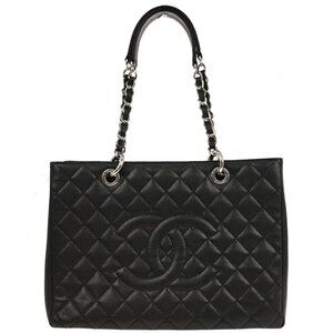 Chanel Black Calfskin Grand Shopping Tote GST Chain Handbag 126515